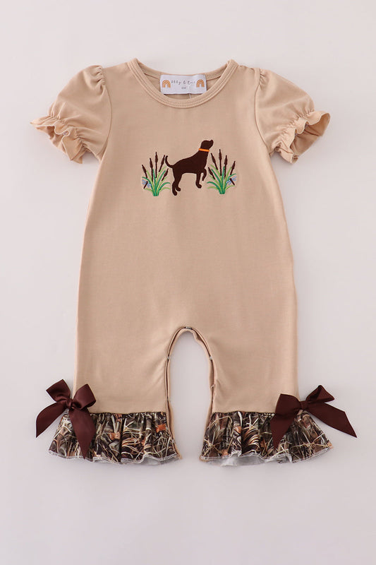 Camouflage hound embroidery ruffle bubble
