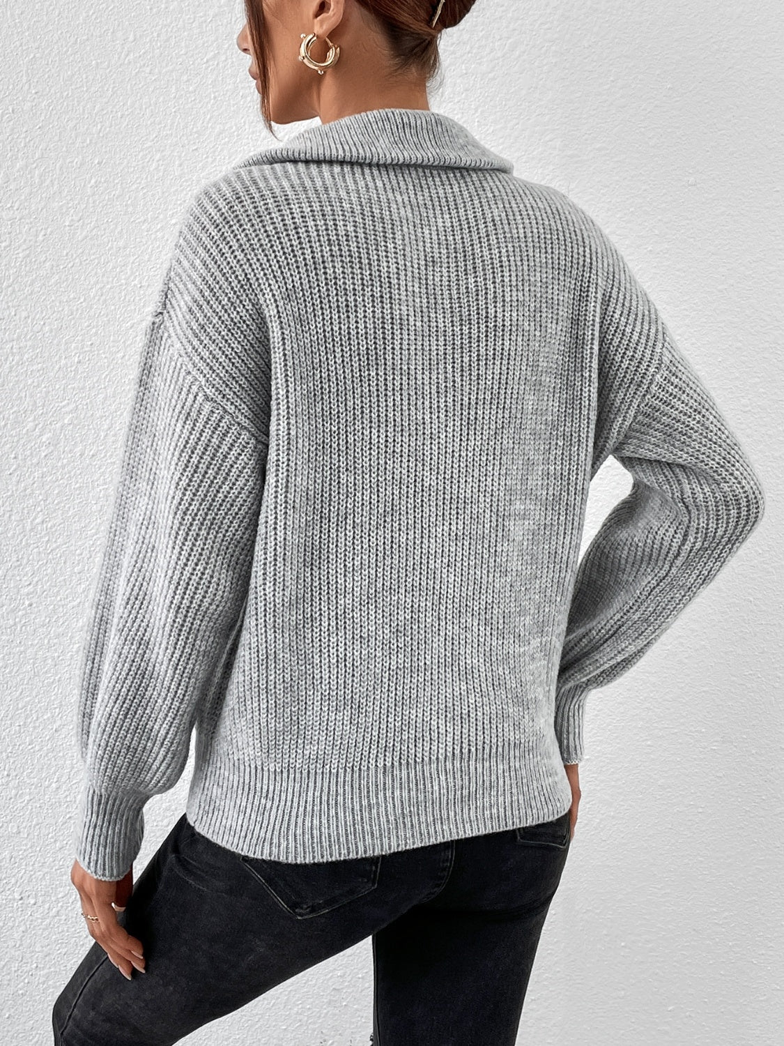 Honey Half Zip Dropped Shoulder Sweater